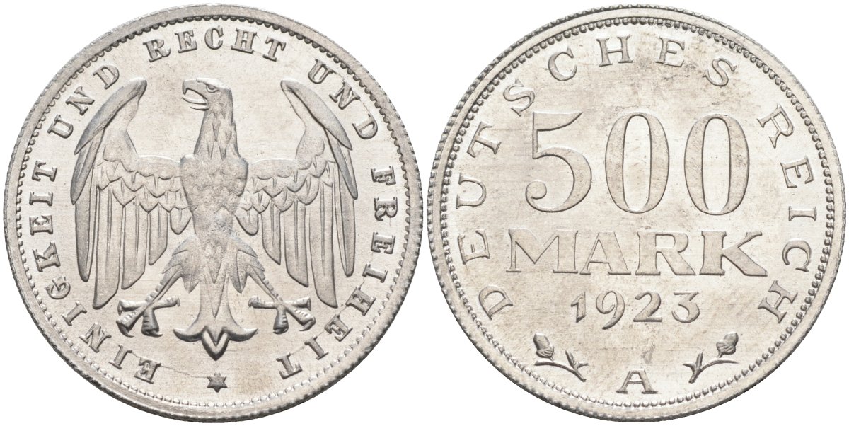 Германия 500 марок 1923 А KM 36, J.305 алюминий UNC 4587-112