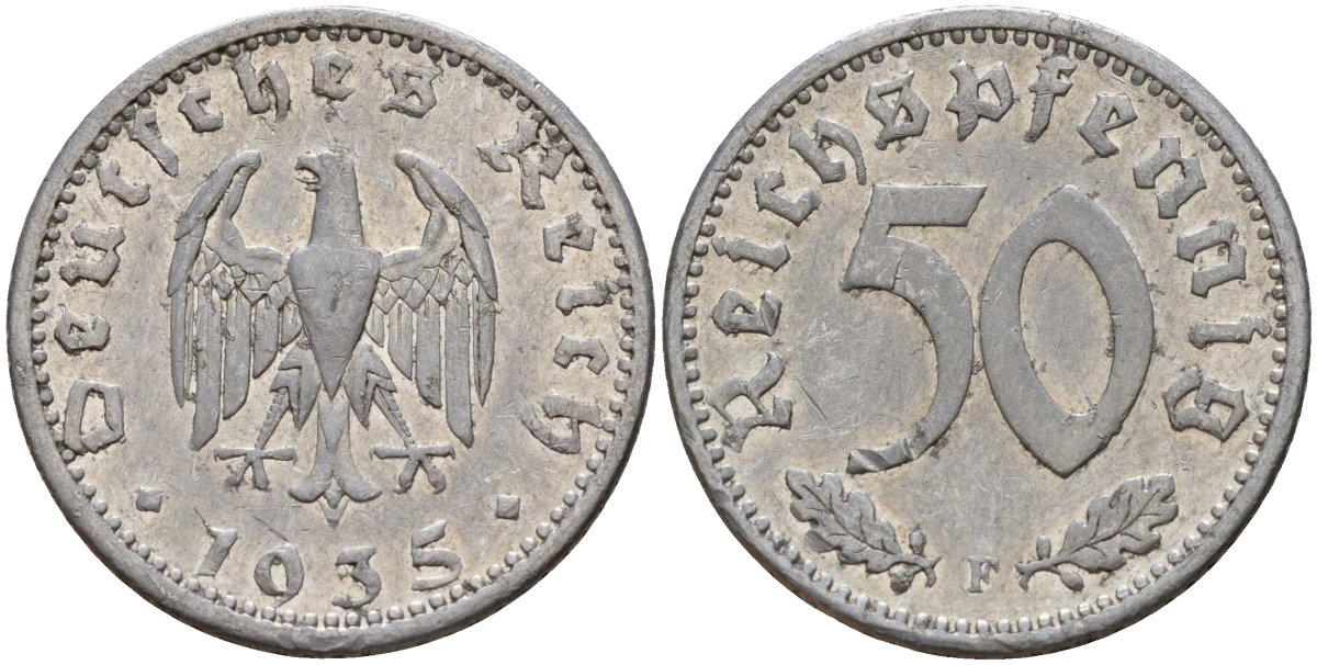 Германия 50 рейхспфеннигов 1935 F KM 87, J. 368 алюминий 4161-247
