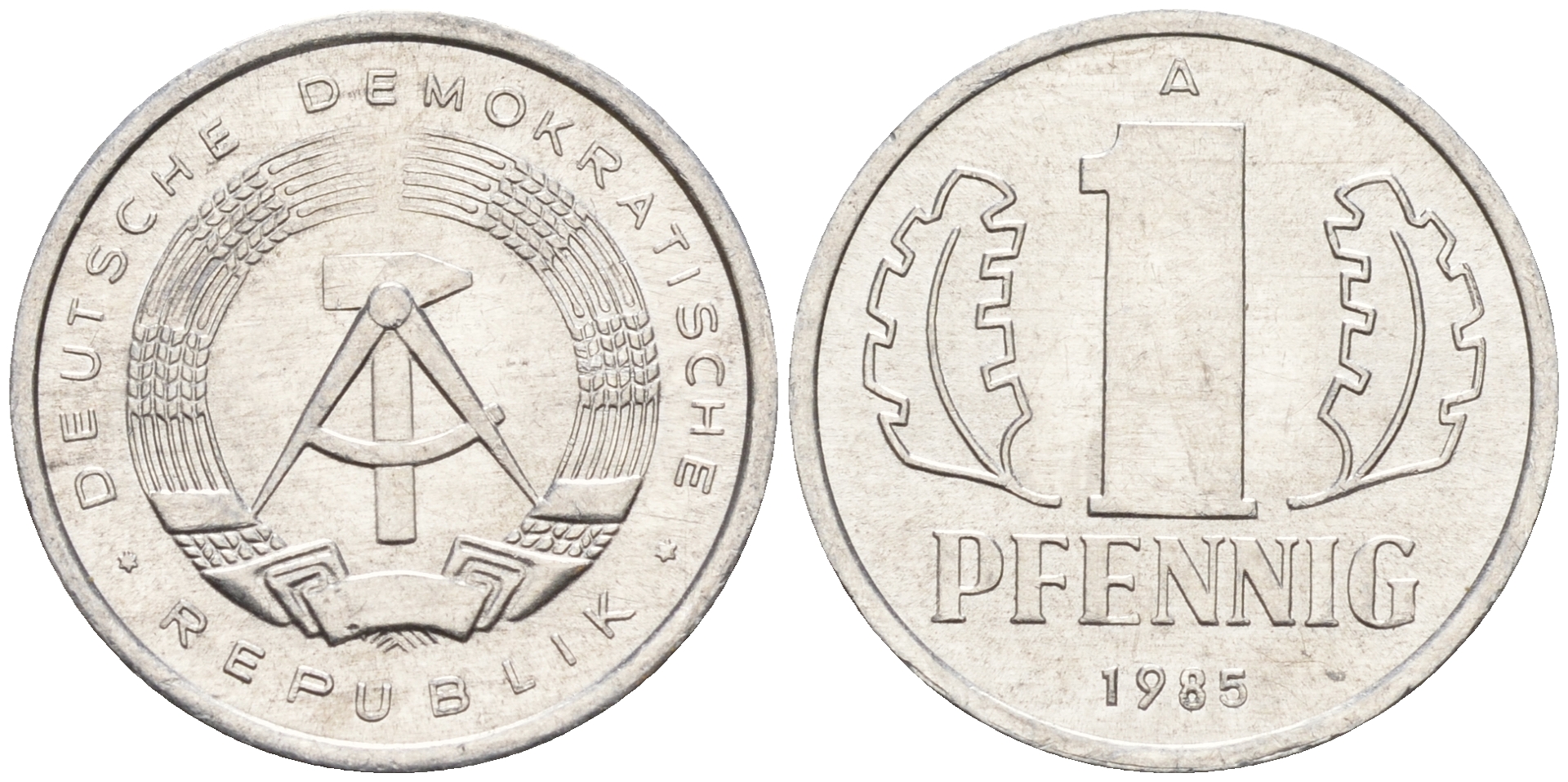 ГДР 1 пфенниг 1985 А KM 8.2 алюминий    4160-1155