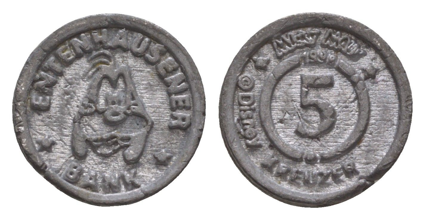 Германия игровой жетон - 5 крейцеров 1998 диаметр 17,5 мм, вес 2,9 гр цинк 4655-665