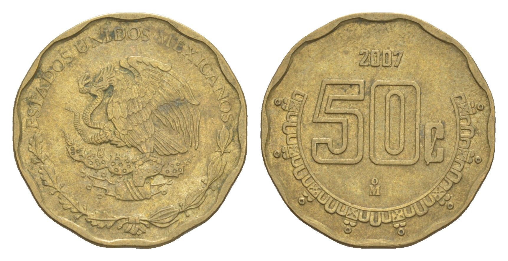 Мексика 50 сентаво 2007 KM 549 алюминиевая бронза 4644-664