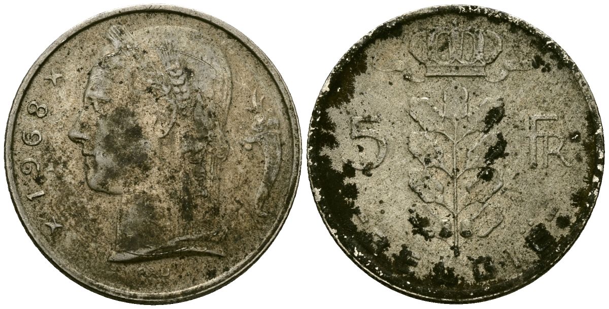 Бельгия 5 франков 1963 BELGIE, Бодуэн I (1951-1993) KM 135 медно-никель 4138-235