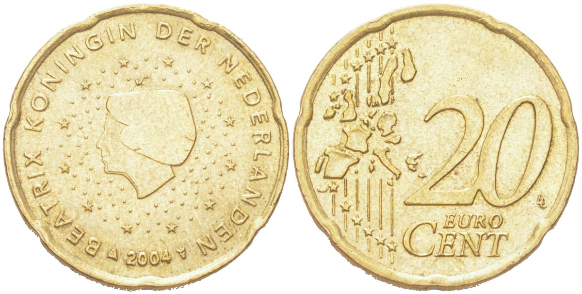 Нидерланды 20 евроцентов 2004 KM 238 нордик UNC 4614-759