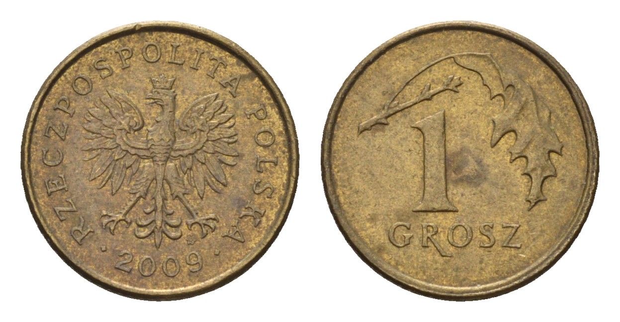 Польша 1 грош 2009 Y 276 марганец латунь 4684-953