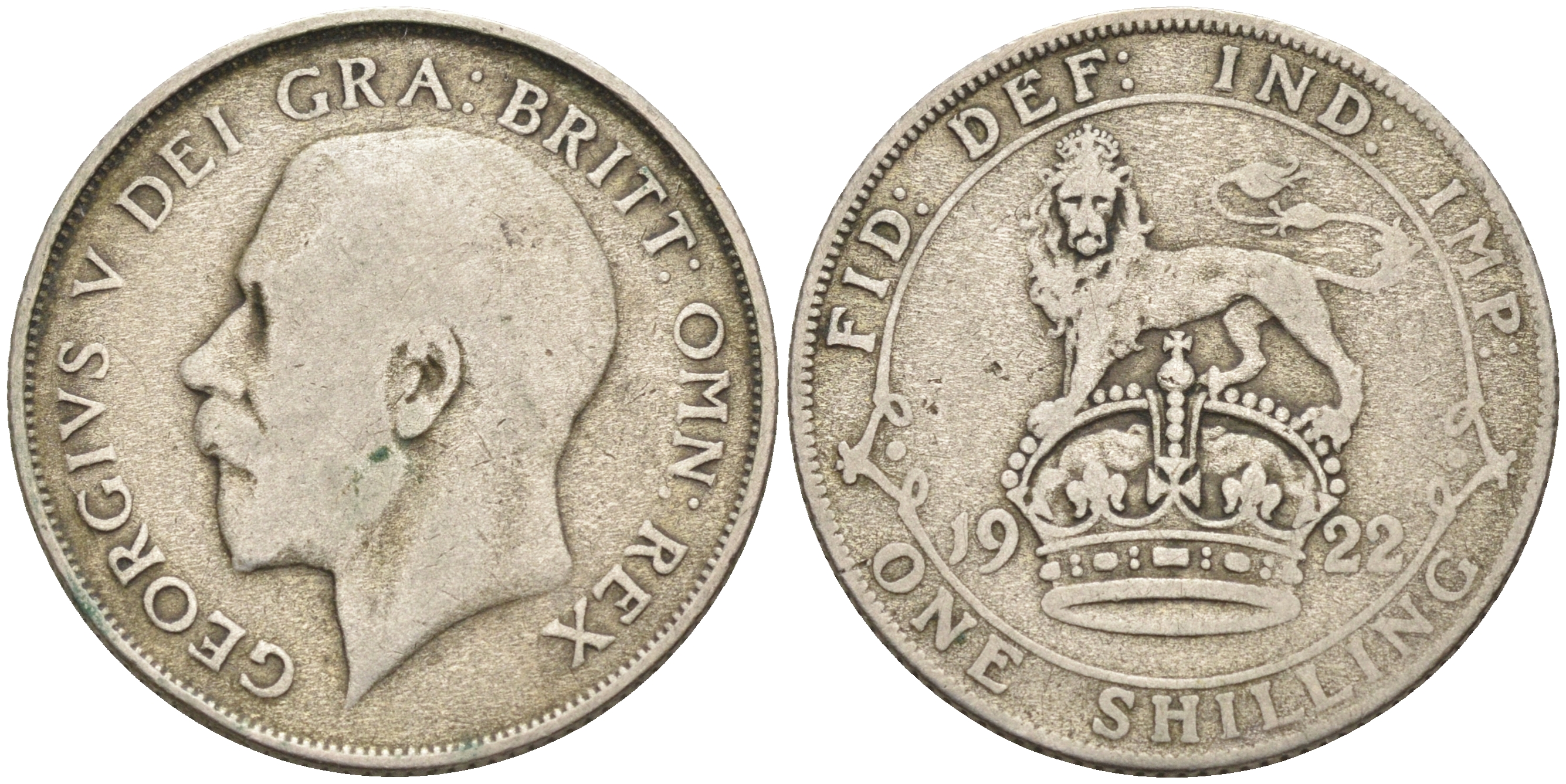 Великобритания 1 шиллинг 1922 Георг V (1910-1936) KM 816a, Spink 4023А серебро 4595-856