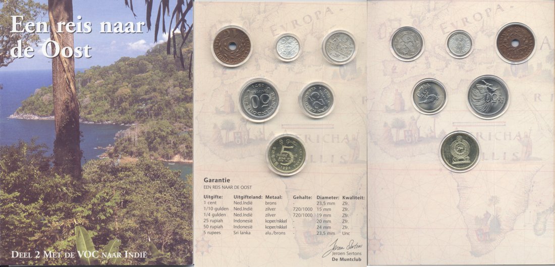 Индонезия, Нидерландская Индия, Шри-Ланка набор из 6 монет 1943-1994 туристический набор оригинальная упаковка капсулы 7-6-1-37