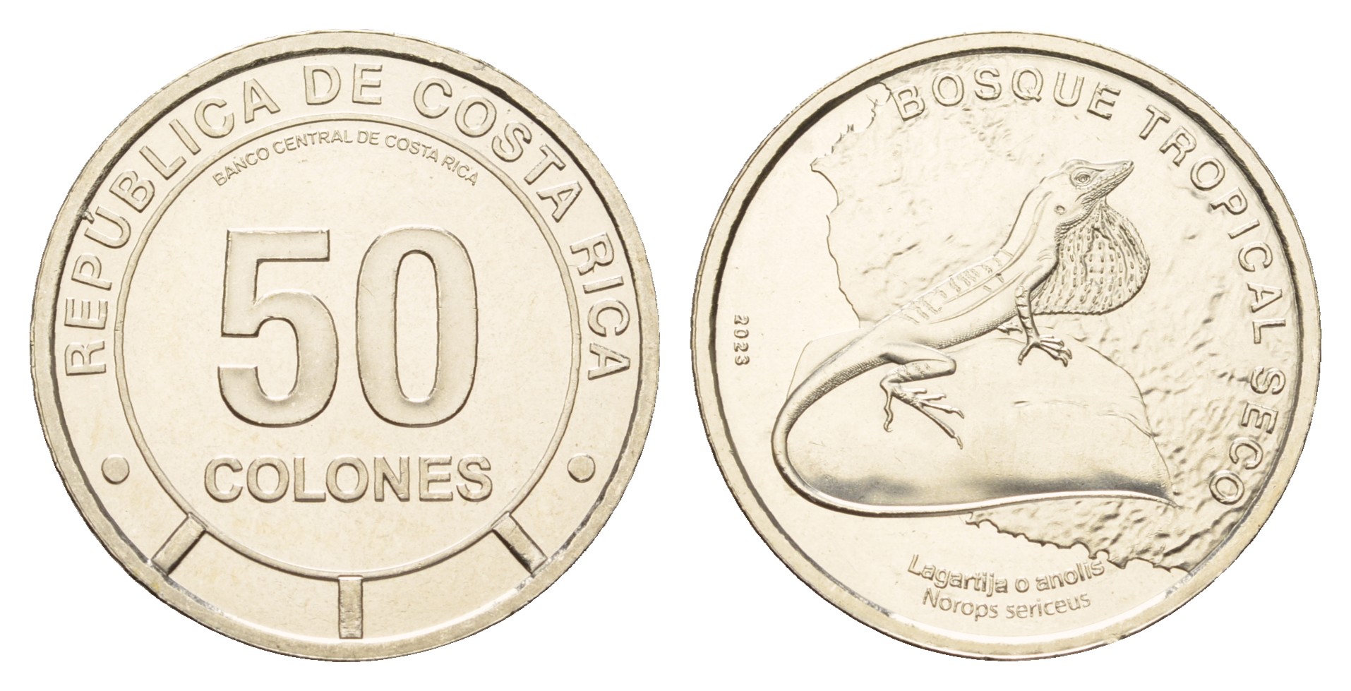Коста-Рика 50 колон 2023 серия сохраним наш мир, ящерица KM NEW медно-никель  UNC  M72-01