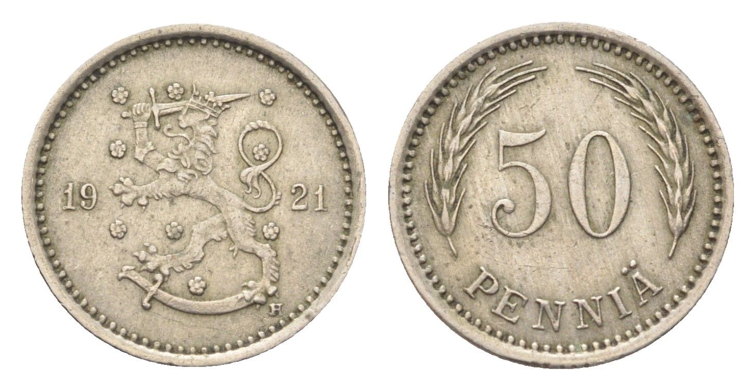 Финляндия 50 пенни 1921 KM 26 медно-никель 4705-711