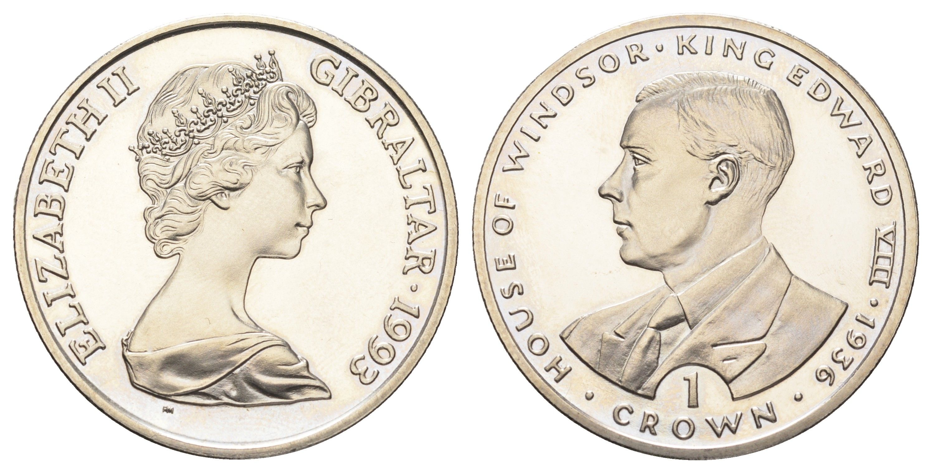 Гибралтар 1 крона 1993 Виндзорская династия - Король Эдуард VIII KM 141 медно-никель BU 11-087-31