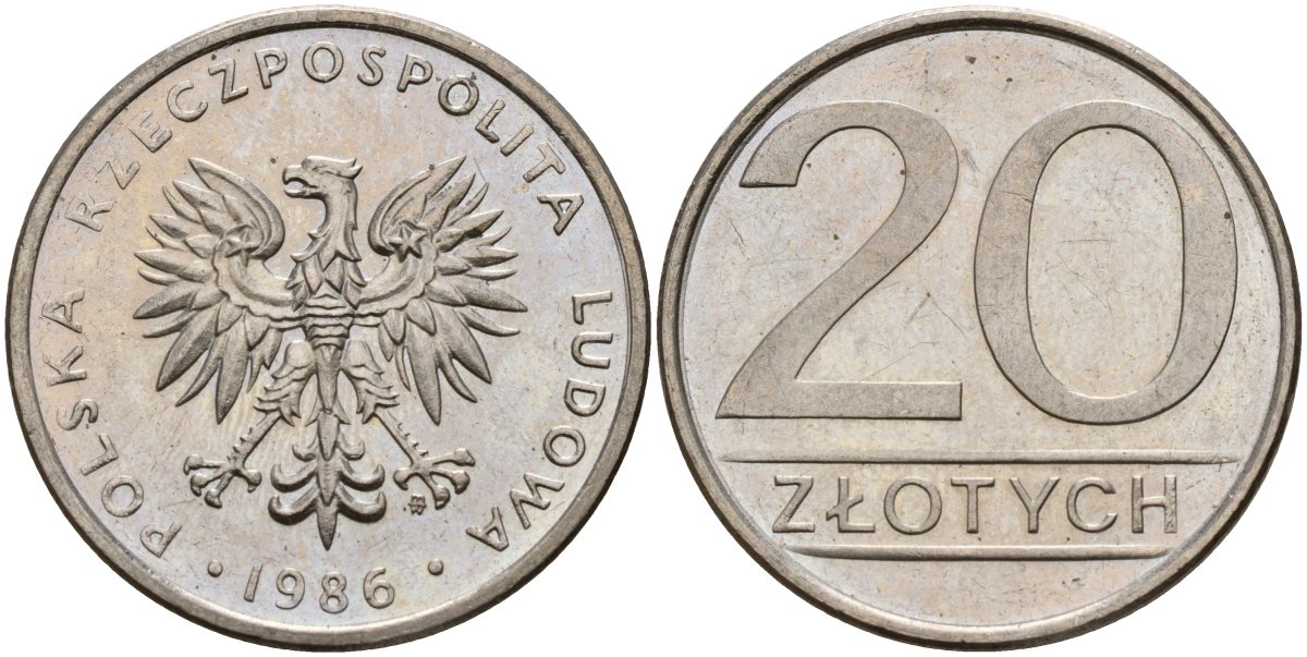 Польша 20 злотых 1986 MW Y 153.1 медно-никель 4187-657