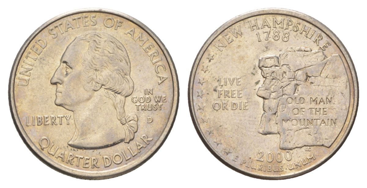 США 25 центов (квотер, 1/4 доллара) 2000 D, Южная Каролина KM 308 медь плакированный медно-никелем UNC 4628-1143