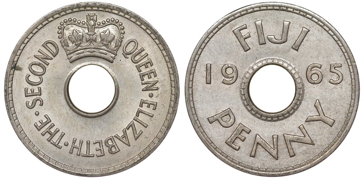 Фиджи 1 пенни 1965 Елизавета II (1952- ) KM 21 медно-никель 51-2956