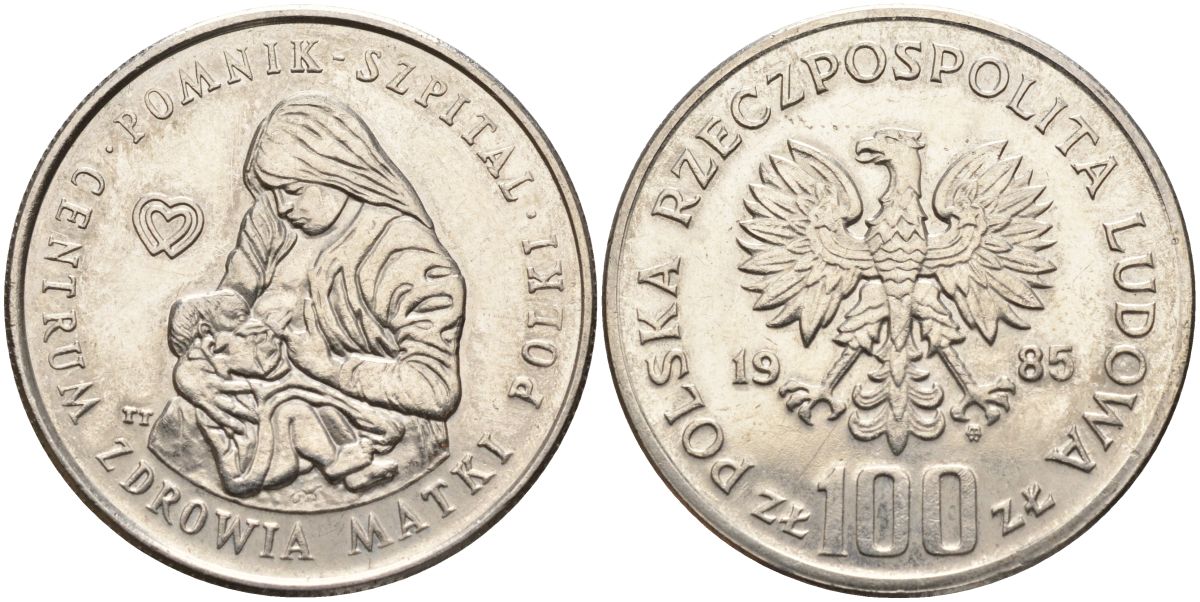 Польша 100 злотых 1985 Центр здоровья матери Y 157 медно-никель 4162-825