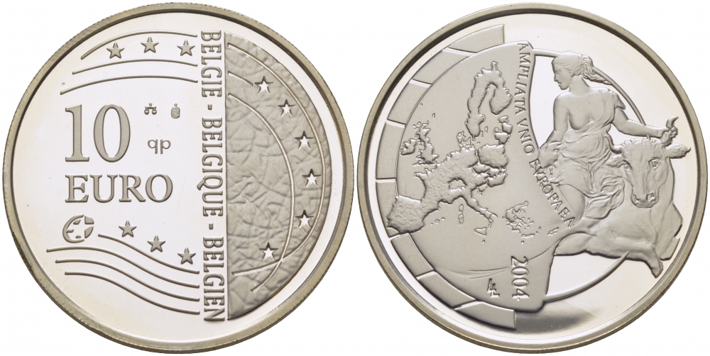 Бельгия 10 евро 2004 Расширение Европейского Союза KM 234 серебро PROOF 01-163-44