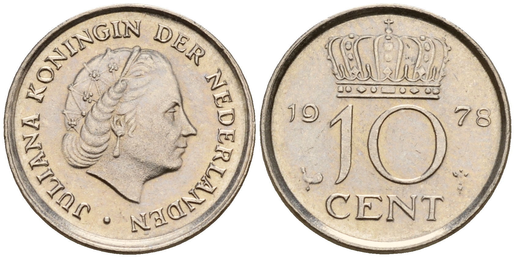 Нидерланды 10 центов 1978 Юлиана (1948-1980) КМ 182 никель    4598-337