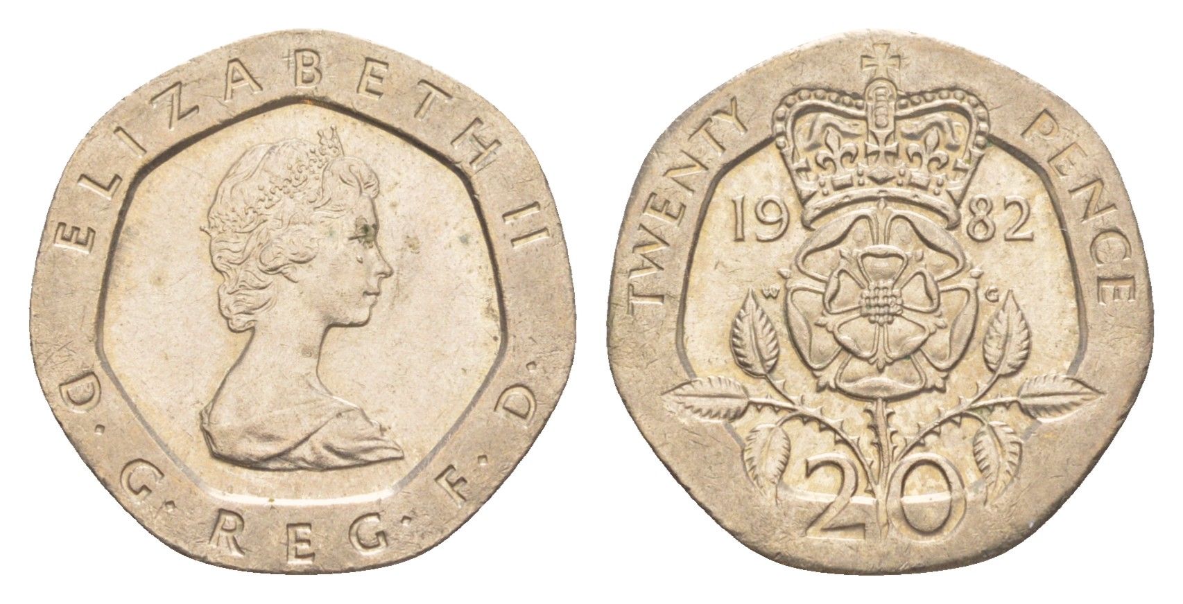 Великобритания 20 пенсов 1982 Елизавета II (1952-2022) KM 931, Spink 4230 (G1) медно-никель 4639-814