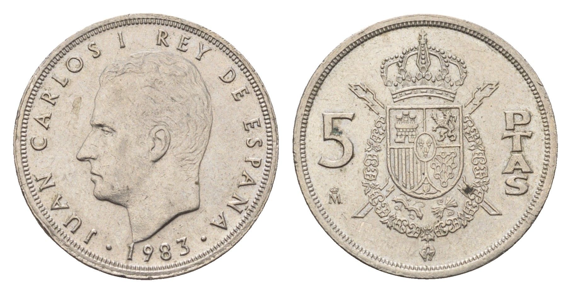Испания 5 песет 1983 M, Хуан Карлос I (1975-2014) KM 823 медно-никель 4633-354