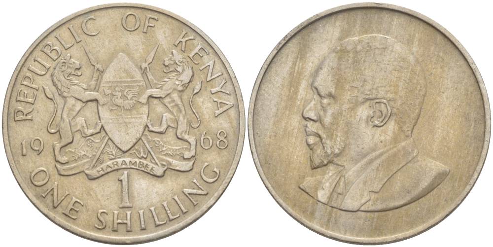 Кения 1 шиллинг 1968 Джомо Кениата KM 5 медно-никель 4551-847