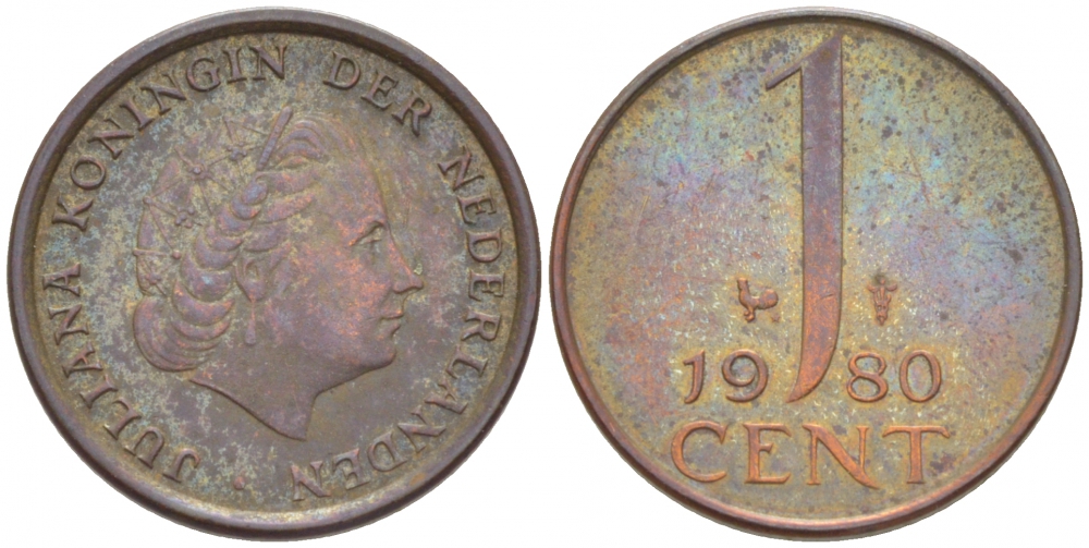 Нидерланды 1 цент 1980 Юлиана (1949-1980) KM 180 бронза 3457-1062