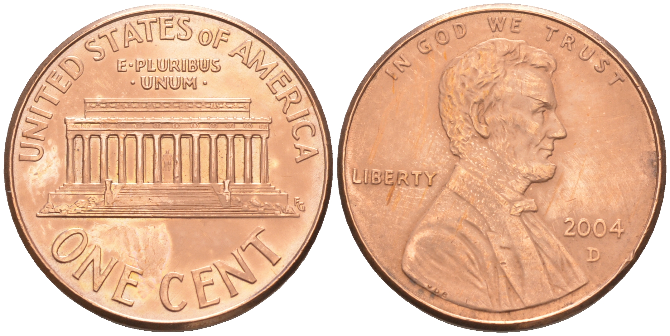 США 1 ЦЕНТ 2004 D ЛИНКОЛЬН KM 201b цинк плакированный медью 188-352