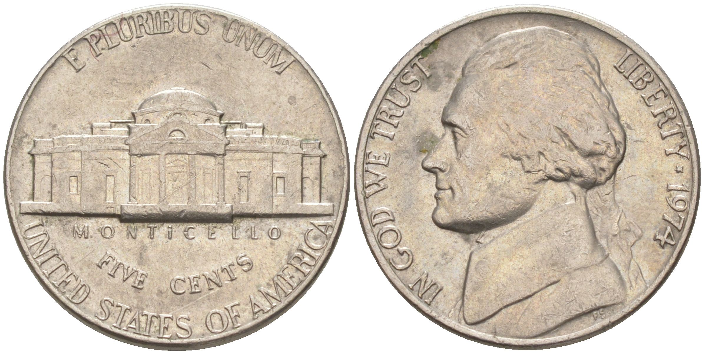 США 5 ЦЕНТОВ 1974 ДЖЕФЕРСОН KM A192 медно-никель 63-836