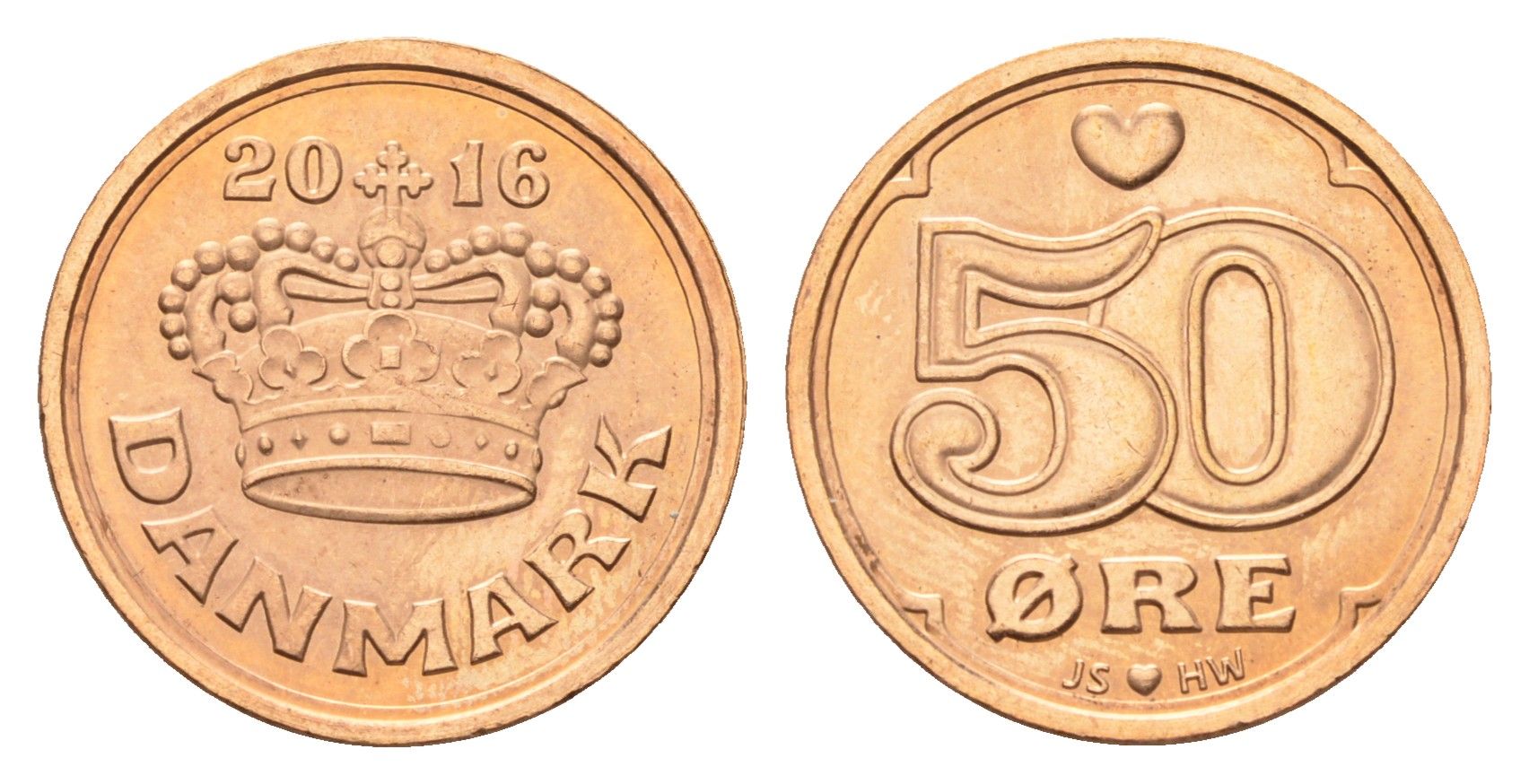 Дания 50 эре 2016 Маргрете II (1972-2024) KM 866 бронза UNC 80-827
