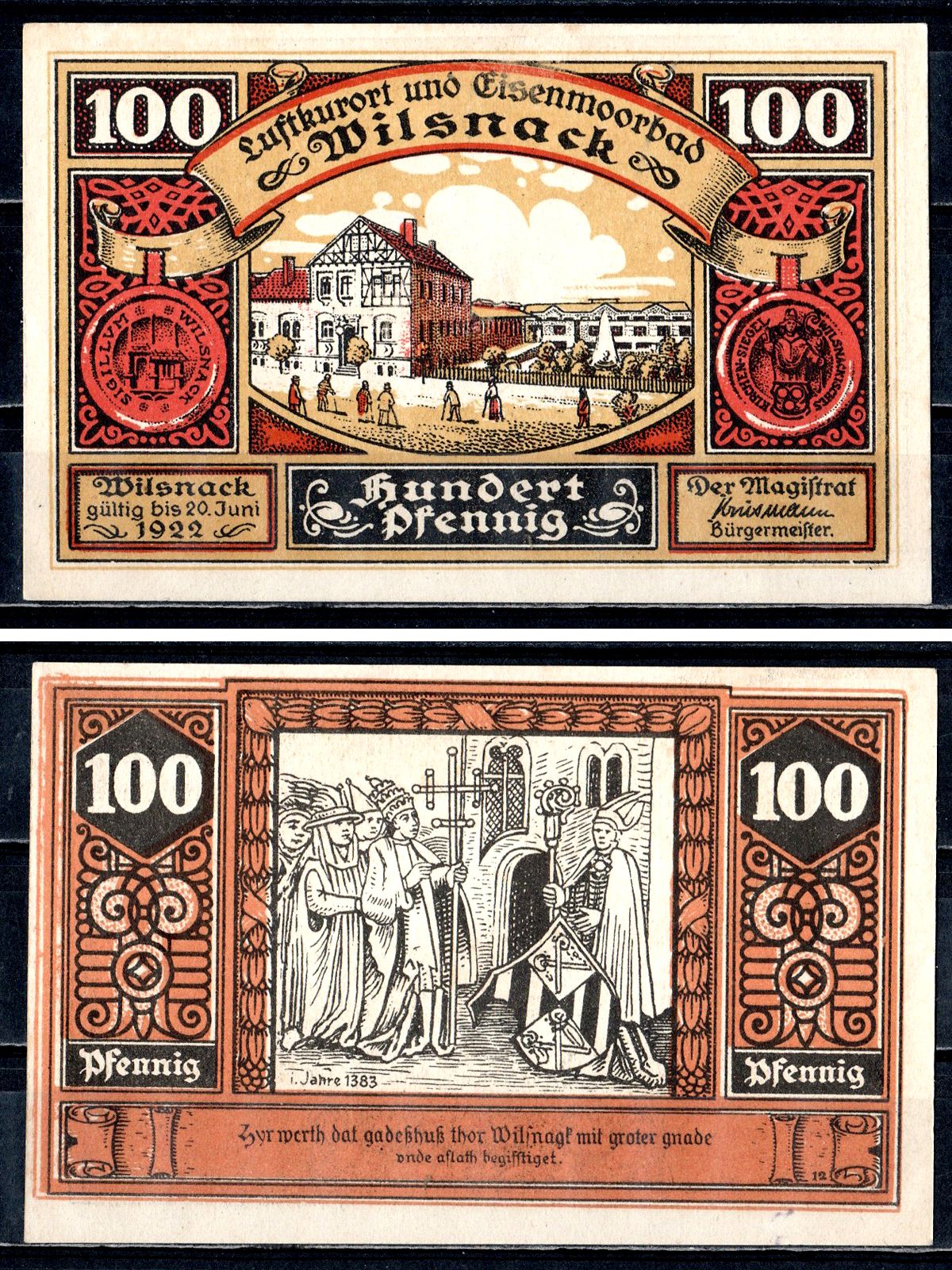 Вильснак (Пруссия, Бранденбург) 100 пфеннигов 1922 2193-46-3-2