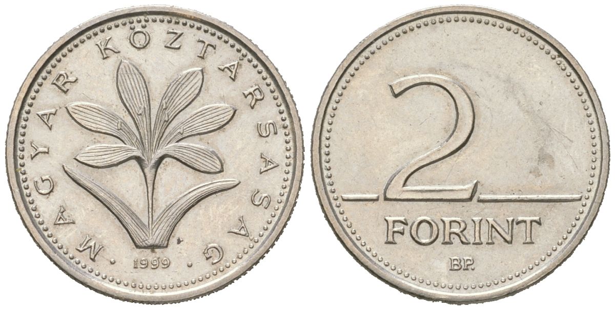 Венгрия 2 форинта 1999 BP KM 693 медно-никель UNC 4617-1038
