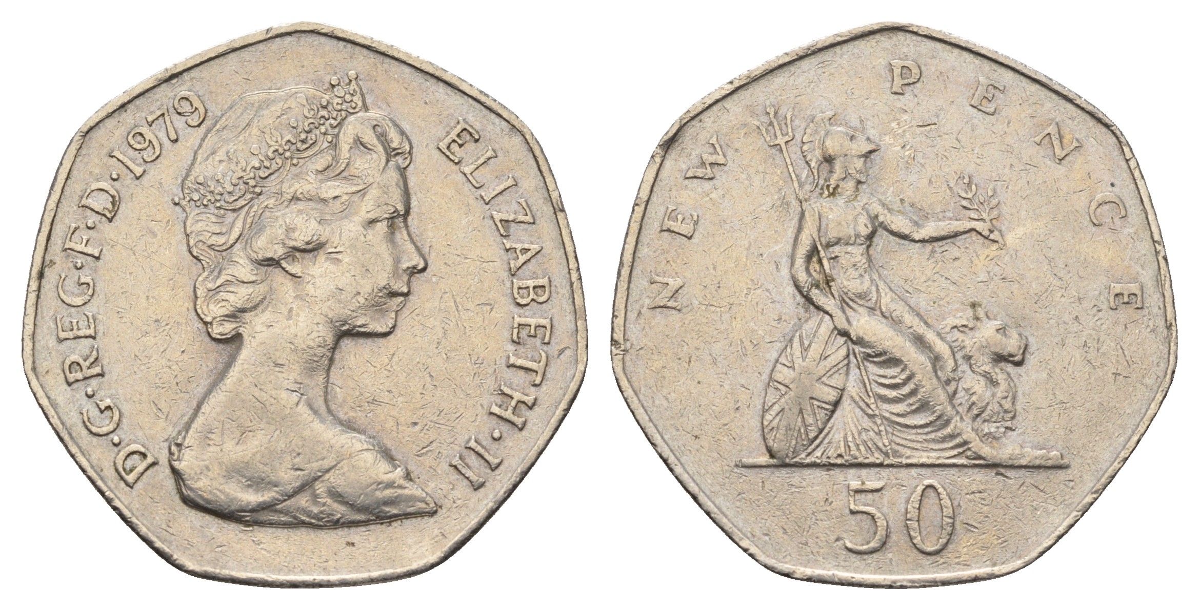 Великобритания 50 пенсов 1979 Елизавета II (1952-2022) KM 913, Spink 4223 (H1) медно-никель 4692-734