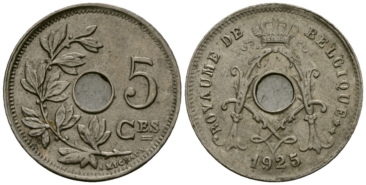 Бельгия 5 сантимов 1925 Belgique, Альберт I (1909-1934) KM 66 медно-никель 4173-541