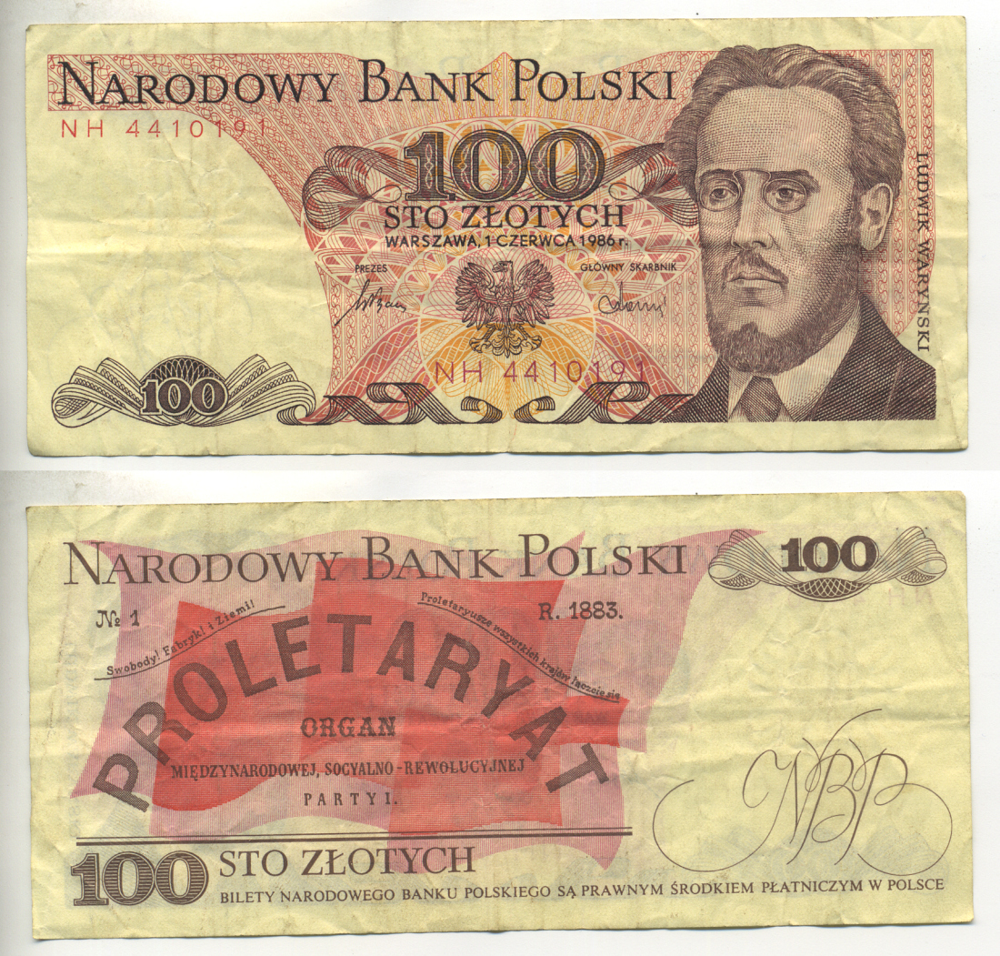 ПОЛЬША 100 ЗЛОТЫХ 1986 1 ИЮНЯ 1986, ЛЮДВИГ ВАРИНСКИЙ Pick 143e бумага 6299-7-2-2