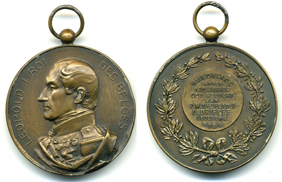 БЕЛЬГИЯ МЕДАЛЬ 1936 100 ЛЕТ ЛИДЕБЕРГ, ЛЕОПОЛЬД I ДИАМЕТР 45,5 ММ. ВЕС 39,24 ГР. 00-00