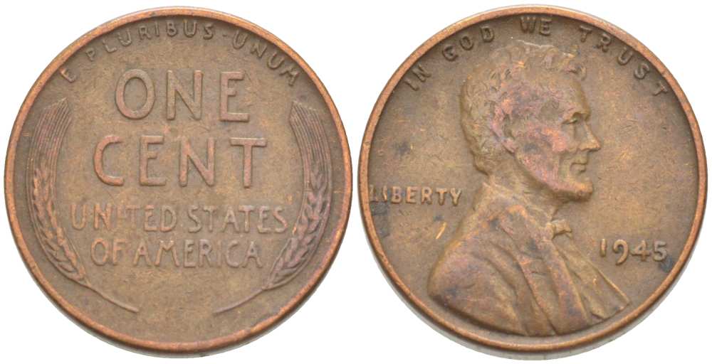 США 1 ЦЕНТ 1945 ЛИНКОЛЬН KM А132 медь цинк 218-931