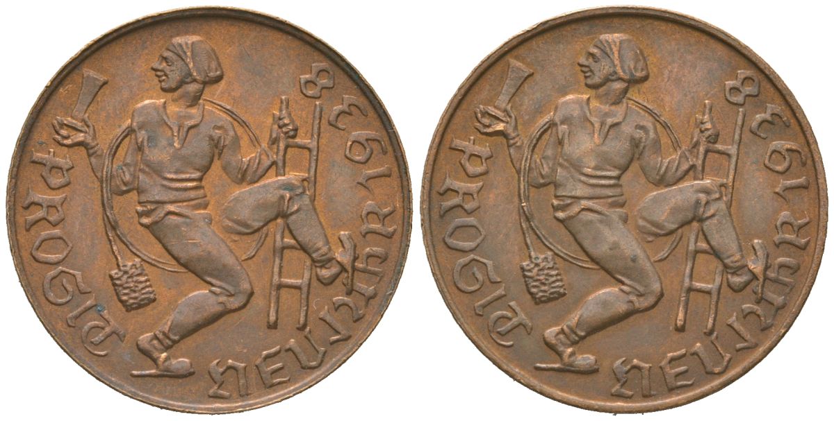 Австрия новогодний счастливый жетон 1938 медь 26-354