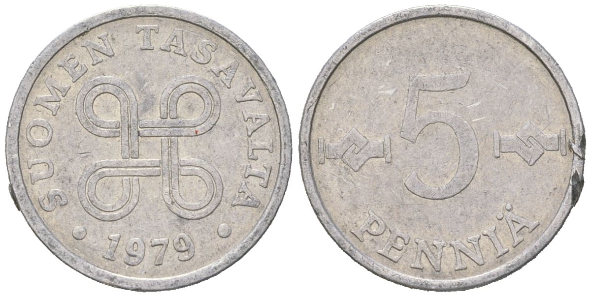 Финляндия 5 пенни 1979 KM 45a алюминий 99-962