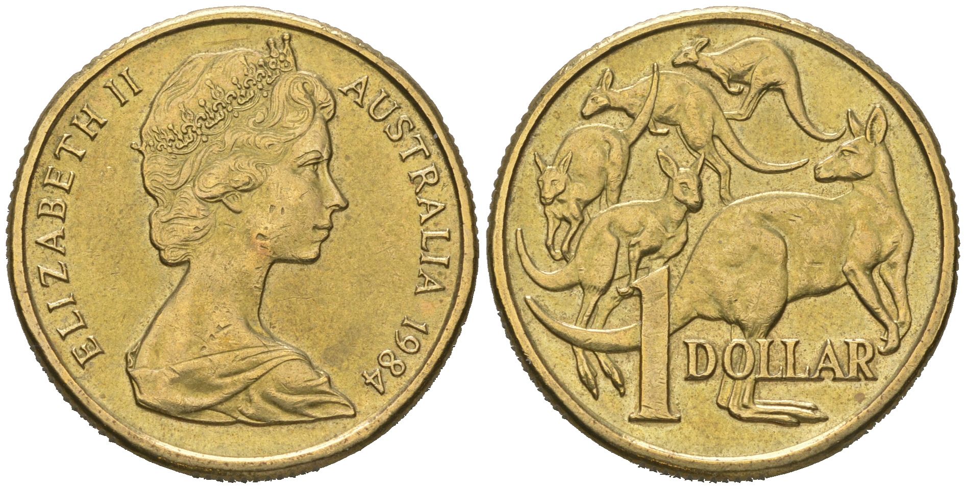 Австралия 1 доллар 1984 Елизавета II (1952-2022), кенгуру KM 77 алюминиевая бронза UNC 4619-1034