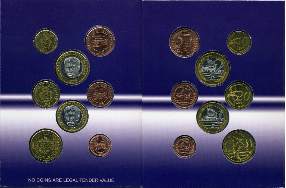 Мадейра набор из 8 монет 2005 европробники, в оригинальном картонном буклете, тираж 7000 экз.    00-00