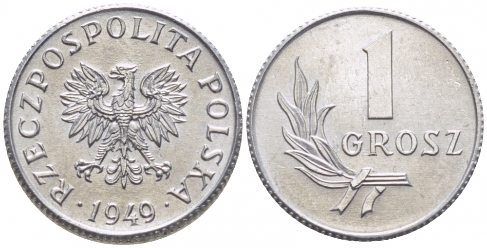 ПОЛЬША 1 ГРОШ 1949 KM 39 алюминий UNC 105-1215