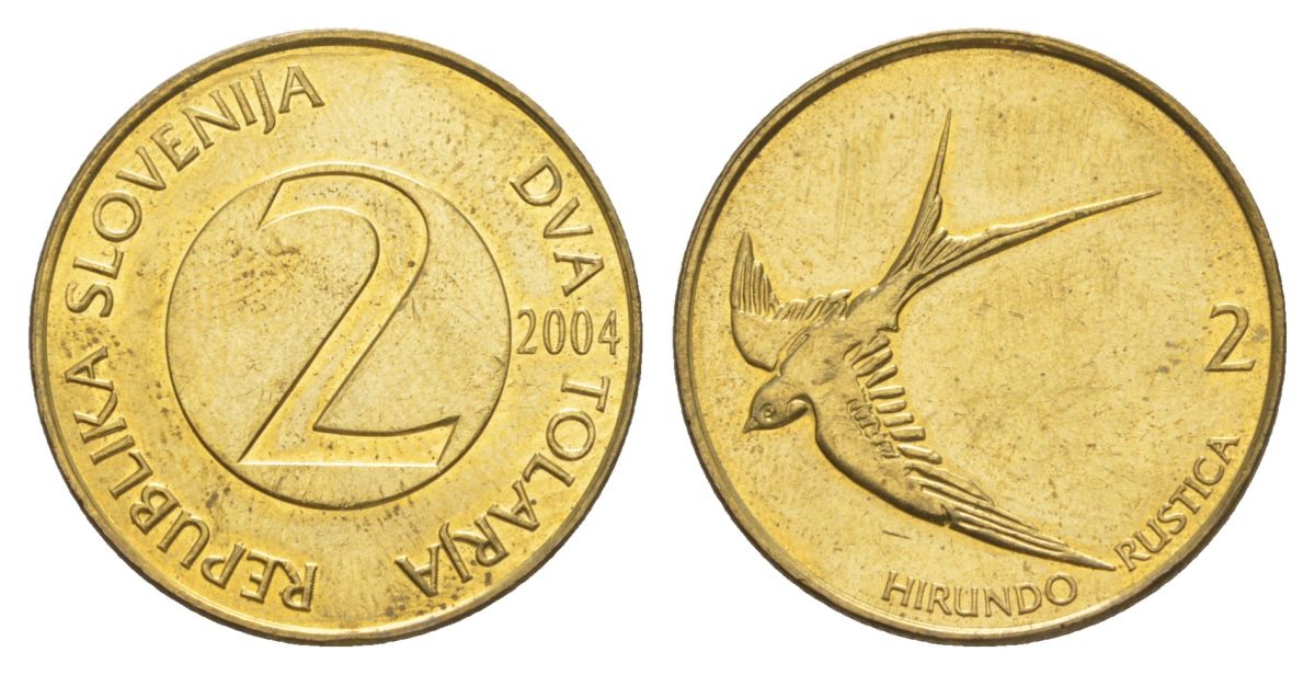 Словения 2 толара 2004 KM 5 латунь aUNC 4633-644