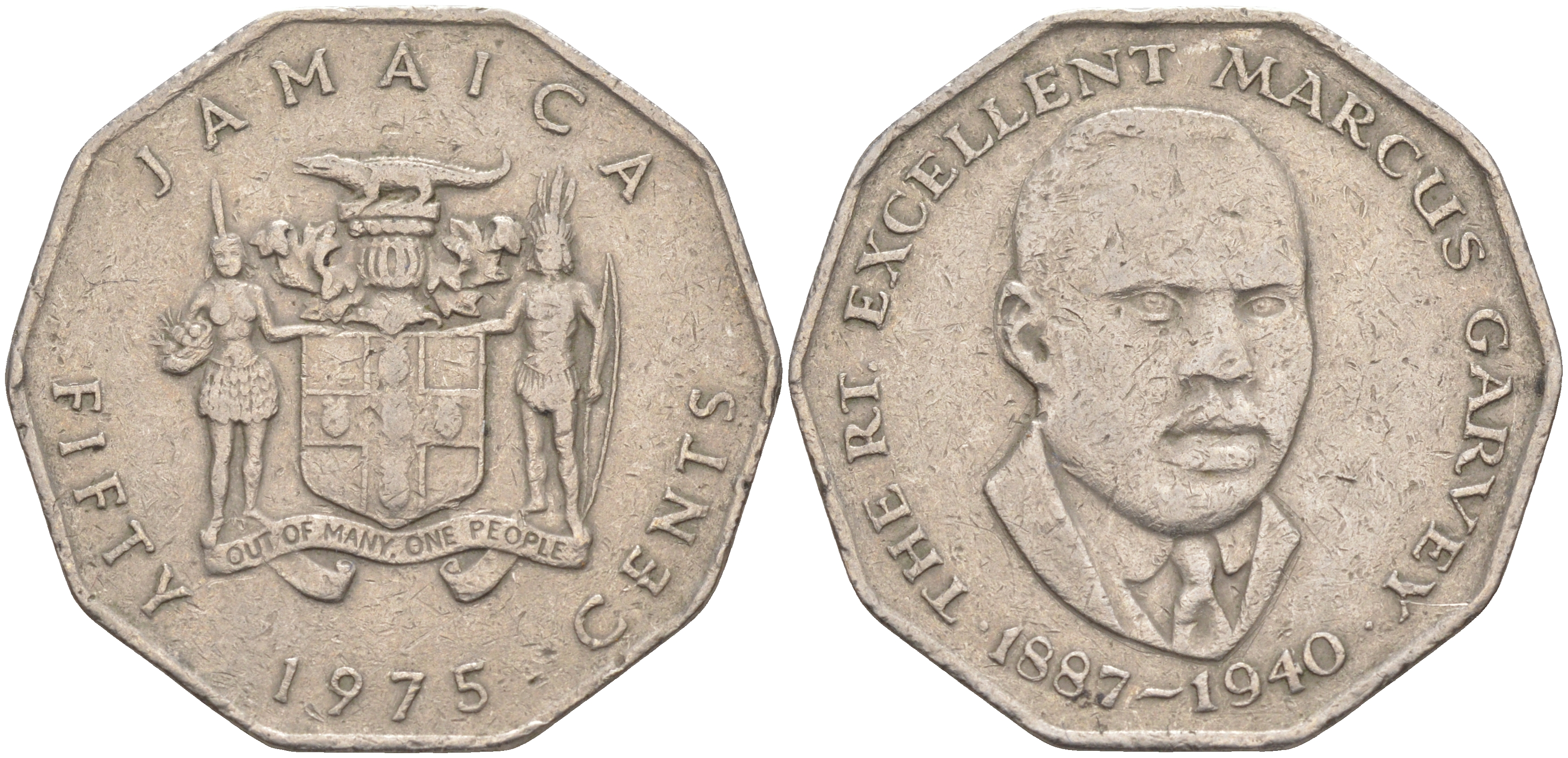 Ямайка 50 центов 1975 МАРКУС ГАРВЕЙ (1887-1940) KM 65 медно-никель 4542-1135