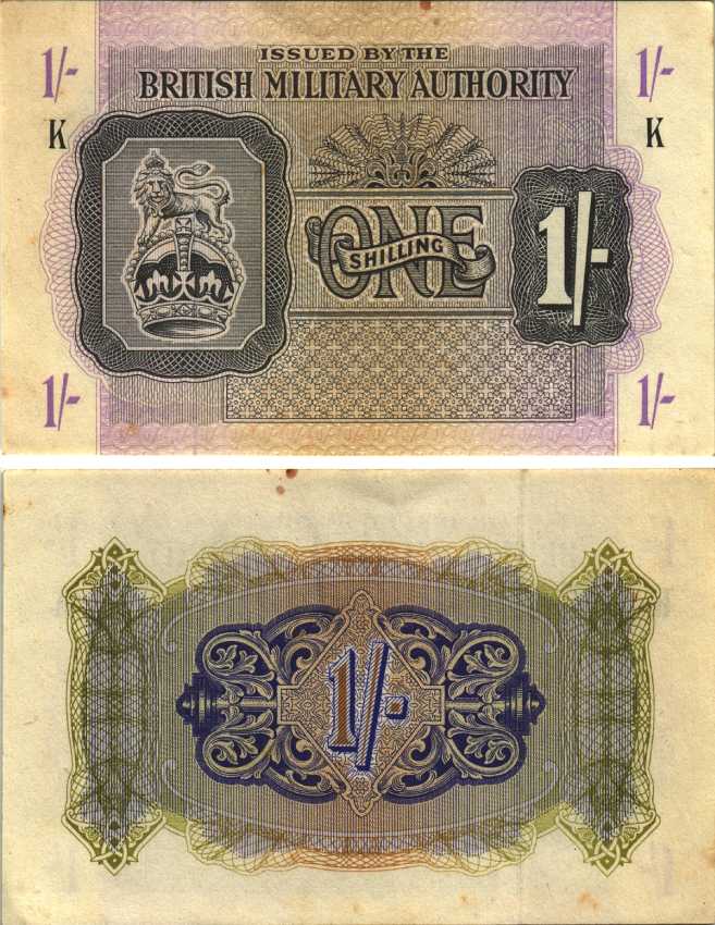 АНГЛИЯ 1 ШИЛЛИНГ 1943 ВОЕННЫЙ ВЫПУСК Pick M2 бумага XF 7551-19-4-2