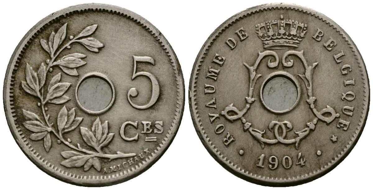 Бельгия 5 сантимов 1904 Belgique KM 54 медно-никель 4173-355