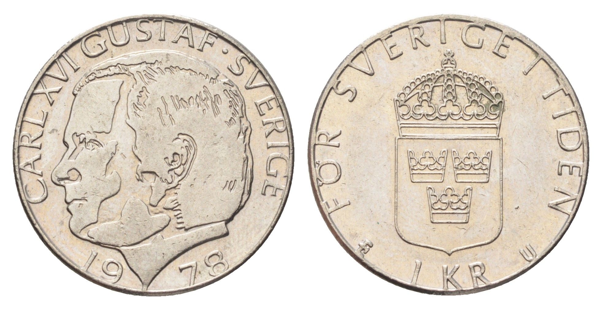 Швеция 1 крона 1978 U, Карл XVI Густав (1973- ) KM 852 медь плакированная медно-никелем 4704-313
