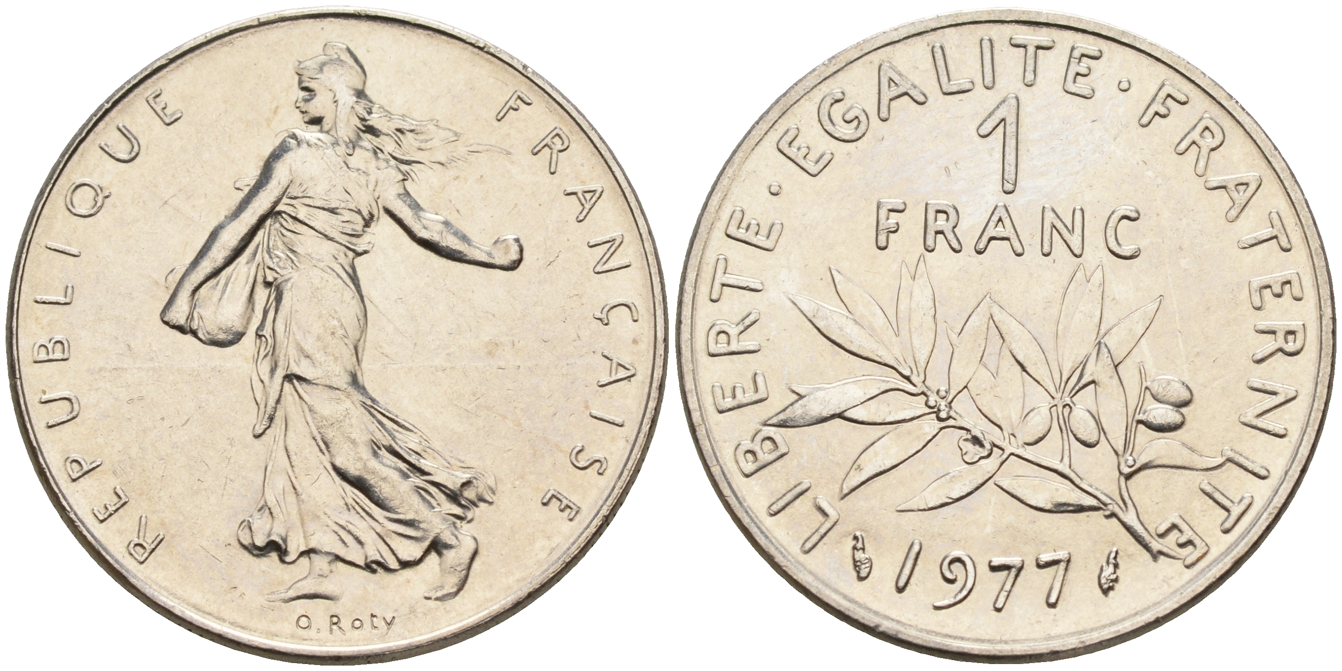 Франция 1 франк 1977 сеятель KM 925.1, LE FRANC 226.22 никель      4603-126