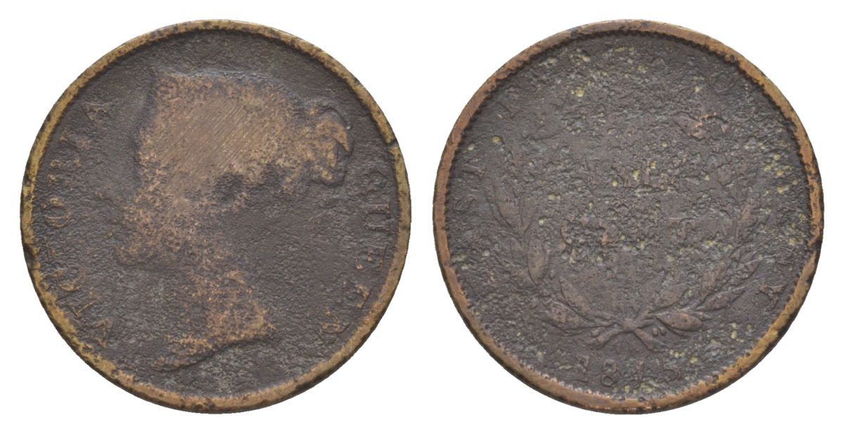 Стрейтс-Сетлментс 1/2 цента 1845 KM 2 медь 51-2757