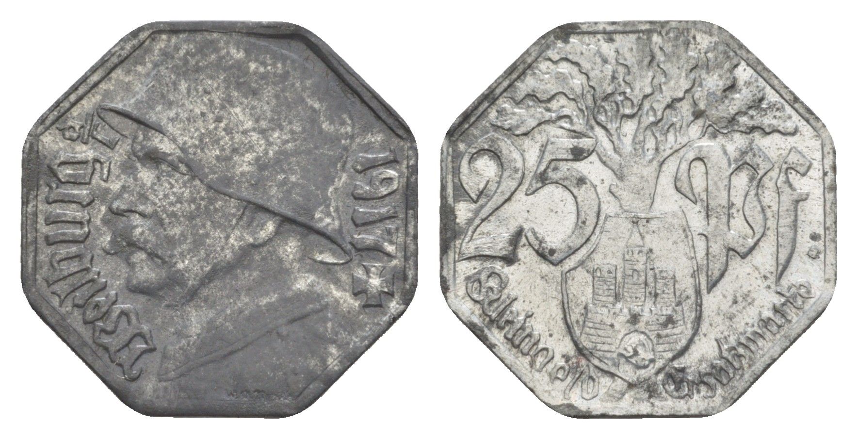 Вайльбург 25 пфеннигов 1917 Funck 583.2, Men18 33031.2 цинк 1517-1125