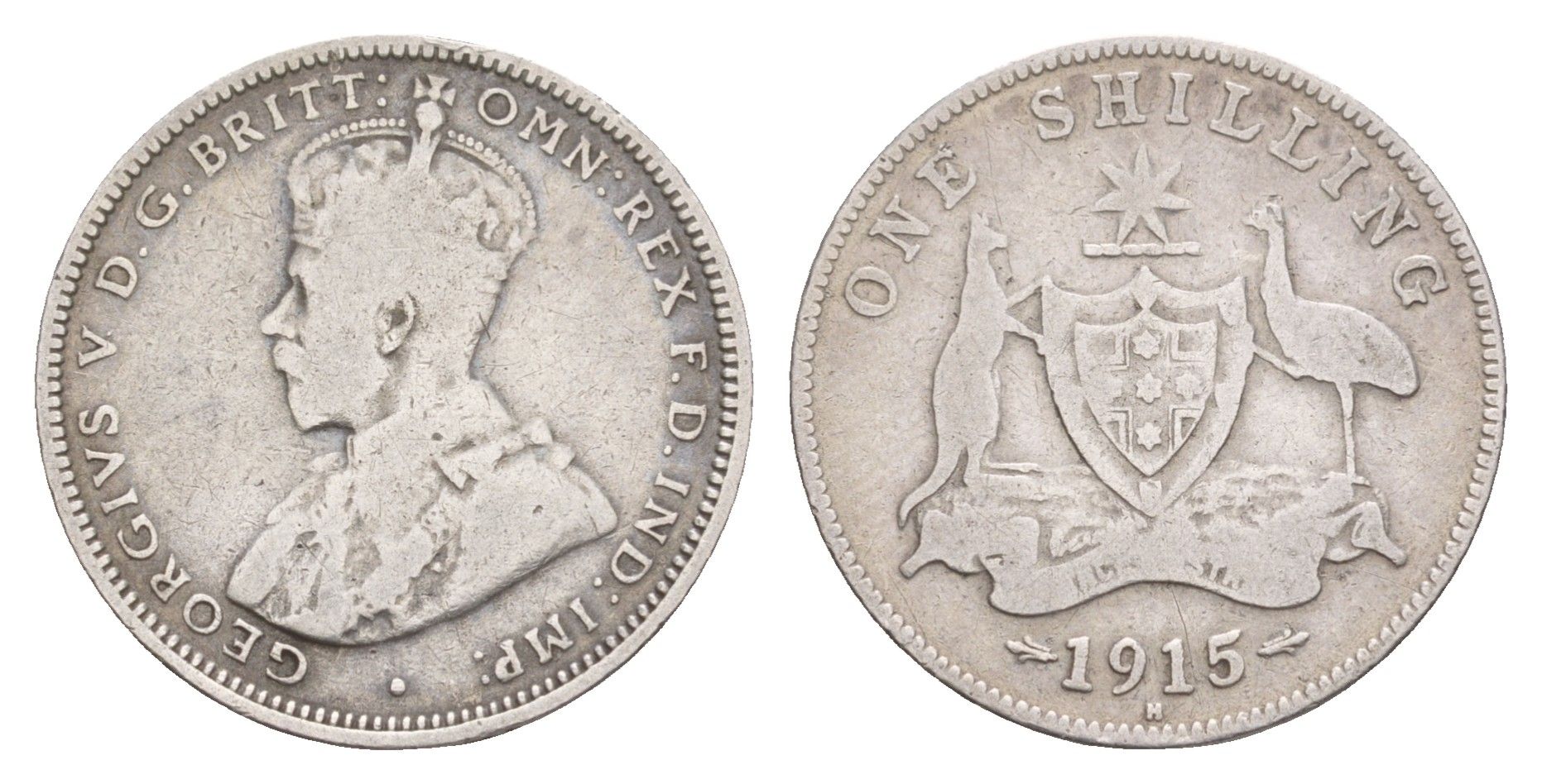 Австралия 1 шиллинг 1915 H, Георг V (1910-1936) KM 26 серебро 1518-914