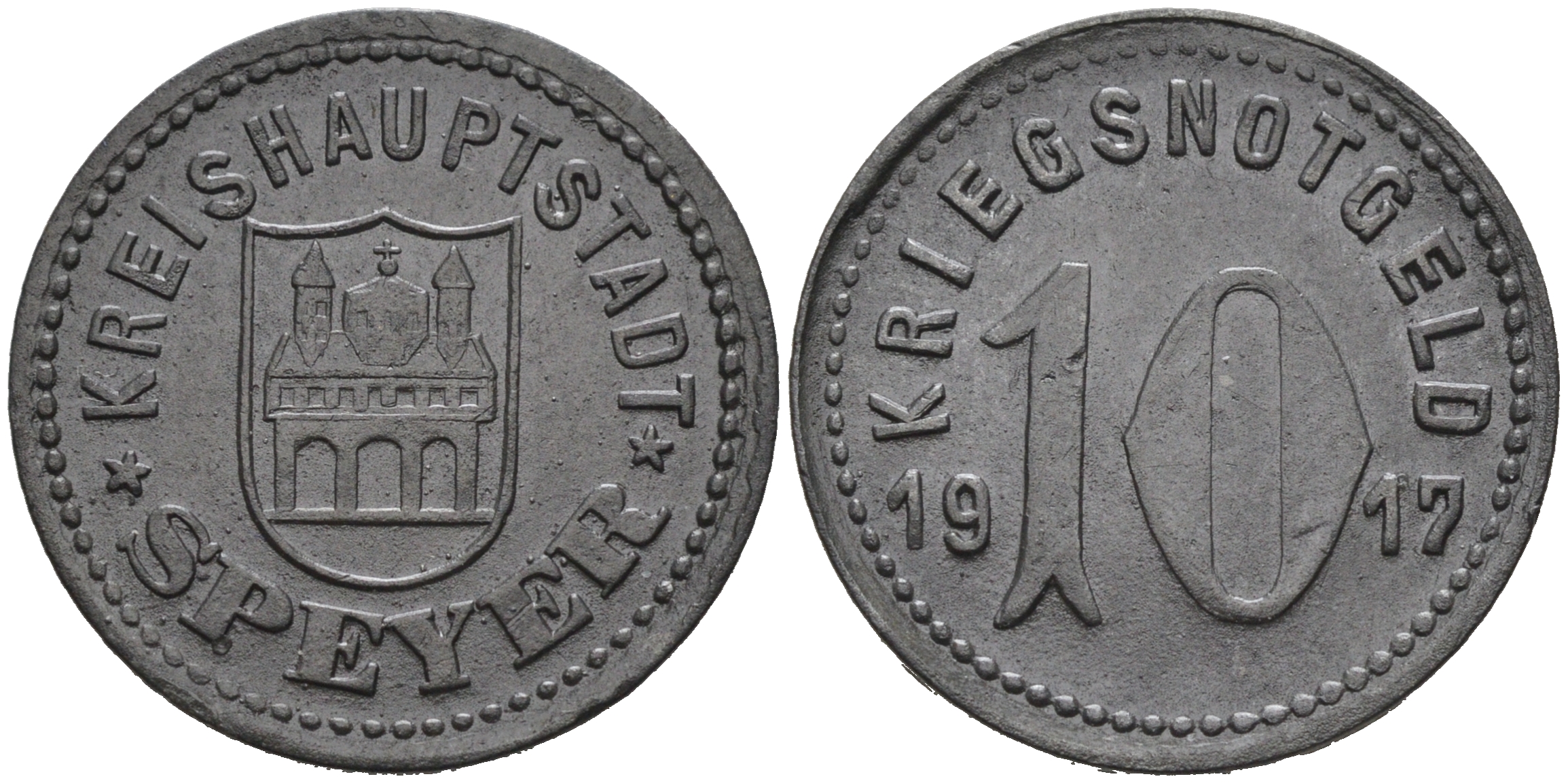 ШПЕЕР 10 ПФЕННИГОВ 1917 КРИГСНОТГЕЛЬД цинк 75-1552