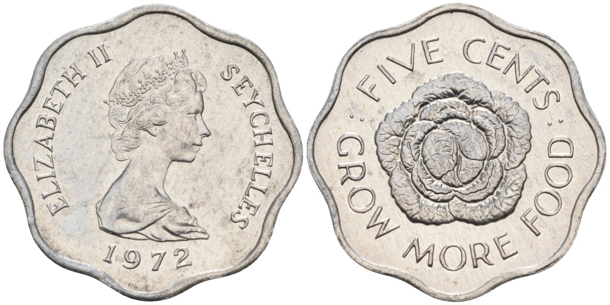 Сейшельские острова 5 центов 1972 FAO, цветок, Елизавета II KM 18 алюминий UNC 4588-632
