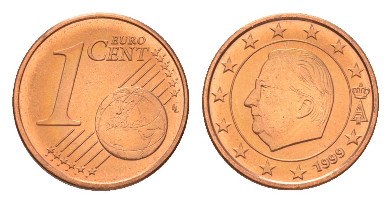 Бельгия 1 евроцент 1999 Альберт II (1993-2013) KM 224 сталь плакированная медью  UNC  M64-13